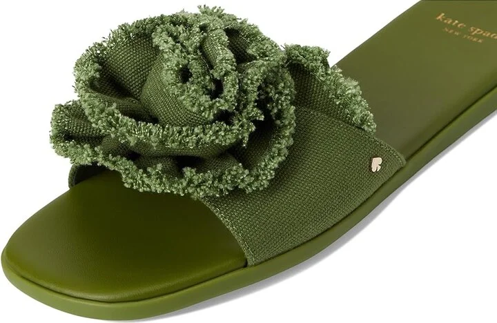 Kate Spade New York Flourish Canvas Flat Sandals Women's Wedge Shoes Jungle Vine : 8.5 B - Medium, Textile - Image 7