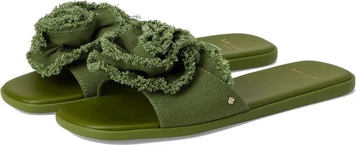 Kate Spade New York Flourish Canvas Flat Sandals Women's Wedge Shoes Jungle Vine : 8.5 B - Medium, Textile