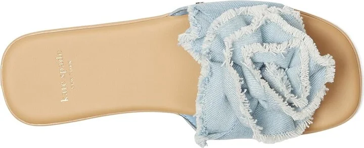Kate Spade New York Flourish Denim Flat Sandals Women's Wedge Shoes Denim/Walnut Shell : 5 B - Medium - Image 2
