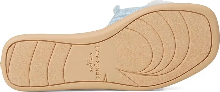 Kate Spade New York Flourish Denim Flat Sandals Women's Wedge Shoes Denim/Walnut Shell : 5 B - Medium - Image 3