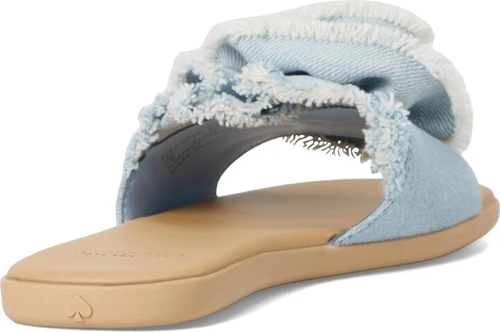 Kate Spade New York Flourish Denim Flat Sandals Women's Wedge Shoes Denim/Walnut Shell : 5 B - Medium - Image 4