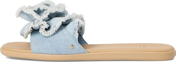 Kate Spade New York Flourish Denim Flat Sandals Women's Wedge Shoes Denim/Walnut Shell : 5 B - Medium - Image 6