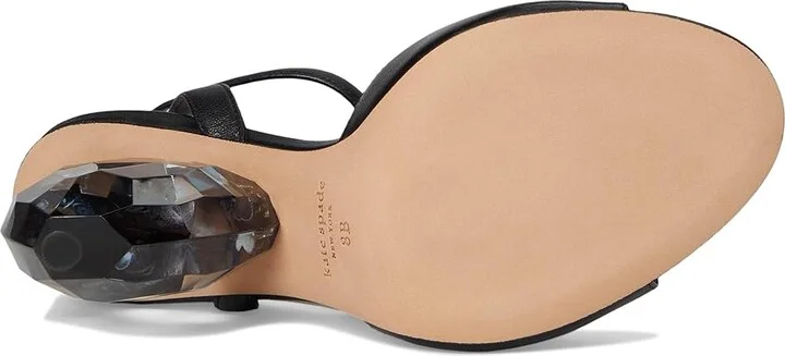 Kate Spade New York Heart Heel Sandals Women's Wedge Shoes Black : 6.5 M, Leather - Image 3