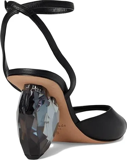 Kate Spade New York Heart Heel Sandals Women's Wedge Shoes Black : 6.5 M, Leather - Image 4