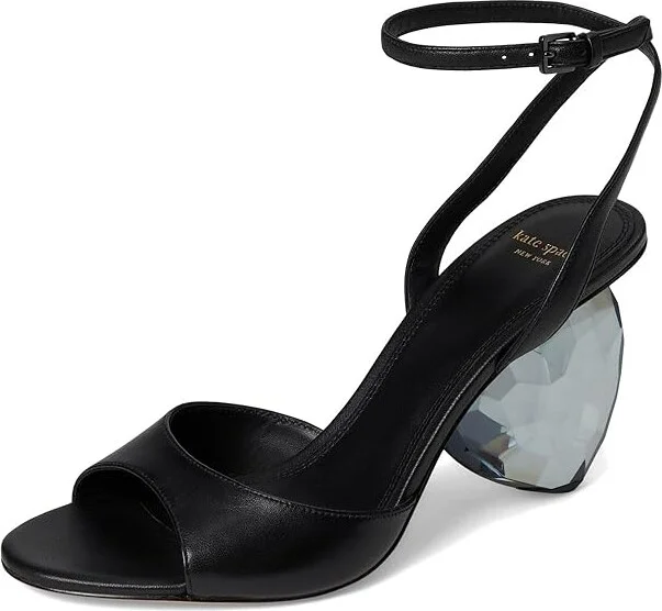 Kate Spade New York Heart Heel Sandals Women's Wedge Shoes Black : 6.5 M, Leather - Image 5