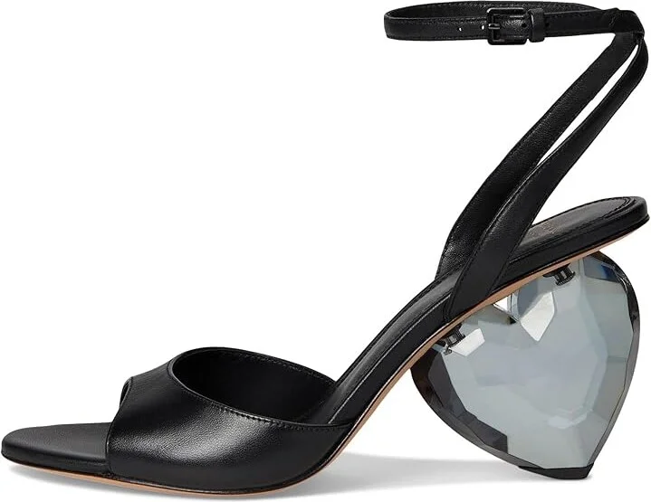 Kate Spade New York Heart Heel Sandals Women's Wedge Shoes Black : 6.5 M, Leather - Image 6