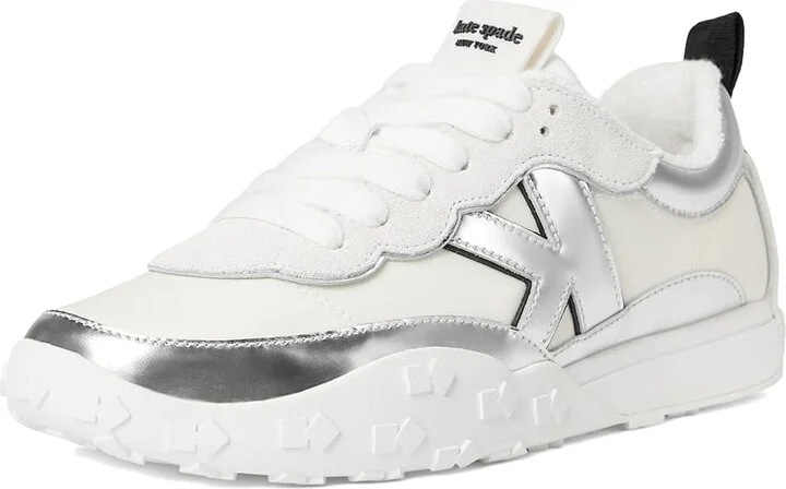 Kate Spade New York K As In Kate Lace Up Sneakers Women's Shoes Silver : 8.5 M, Leather - Image 5