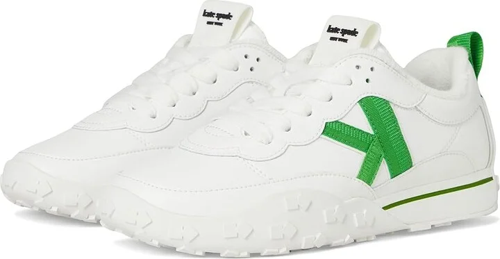 Kate Spade New York K As In Kate Smooth Leather Runner Women's Shoes True White/ KS Green : 7 M