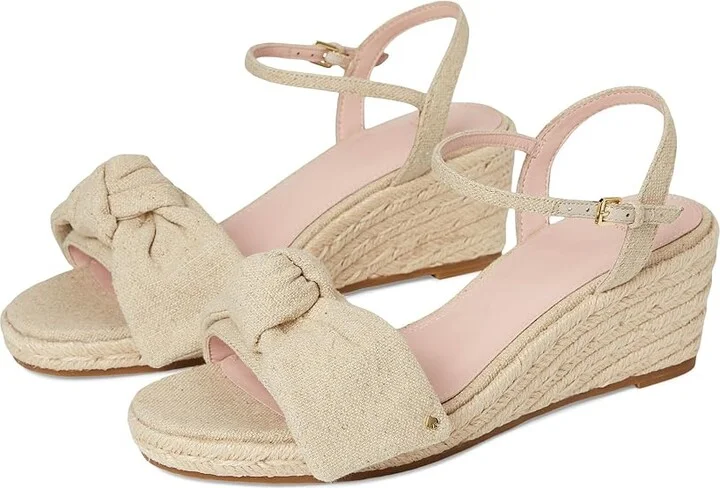Kate Spade New York Leandra Espadrille Wedge Sandal Women's Wedge Shoes Natural : 5.5 M, Leather