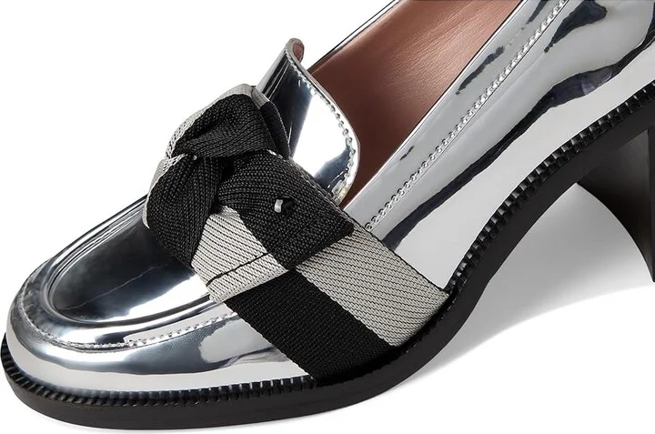 Kate Spade New York Leandra Heeled Loafer Women's Shoes Silver : 5.5 M, Leather - Image 7