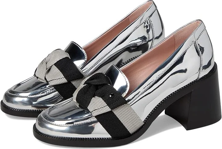 Kate Spade New York Leandra Heeled Loafer Women's Shoes Silver : 5.5 M, Leather