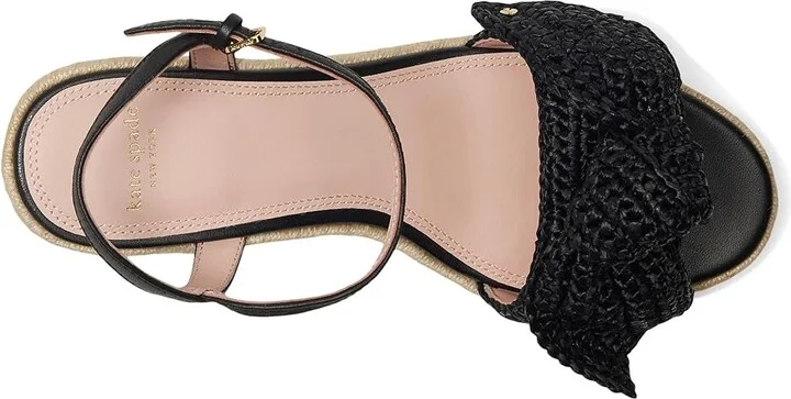Kate Spade New York Leandra Raffia Espadrille Wedge Sandal Women's Wedge Shoes Black : 7.5 M, Textile - Image 2
