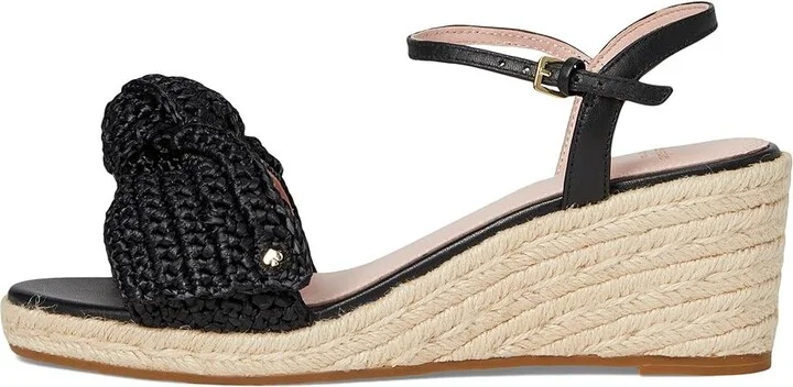 Kate Spade New York Leandra Raffia Espadrille Wedge Sandal Women's Wedge Shoes Black : 7.5 M, Textile - Image 4