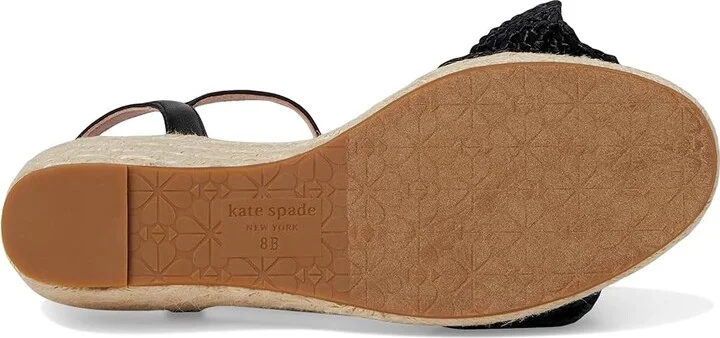 Kate Spade New York Leandra Raffia Espadrille Wedge Sandal Women's Wedge Shoes Black : 7.5 M, Textile - Image 7