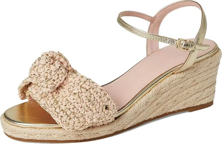 Kate Spade New York Leandra Raffia Espadrille Wedge Sandal Women's Wedge Shoes Black : 7.5 M, Textile - Image 11