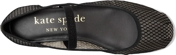 Kate Spade New York Riley Mesh Mary Jane Ballet Flats Women's Cold Weather Boots Black : 9 M, Leather - Image 2
