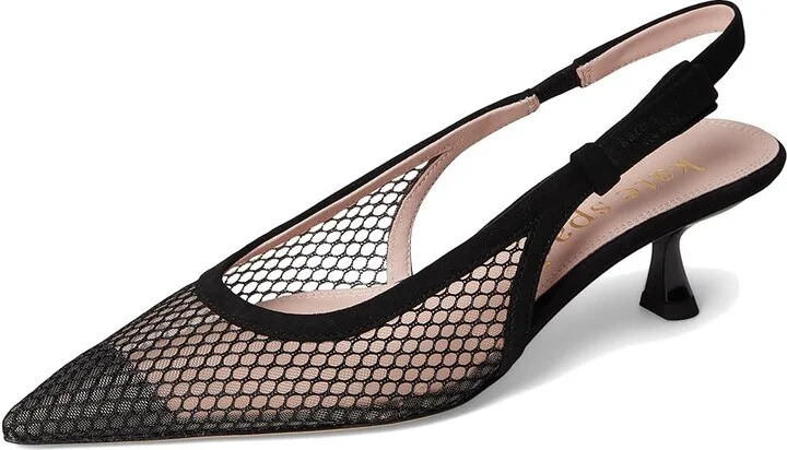 Kate Spade New York Riley Mesh Slingback Kitten Heel Women's Cold Weather Boots Black : 7 M, Leather - Image 5