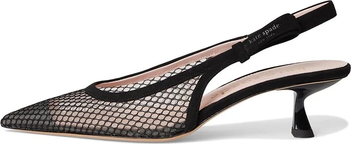 Kate Spade New York Riley Mesh Slingback Kitten Heel Women's Cold Weather Boots Black : 7 M, Leather - Image 6