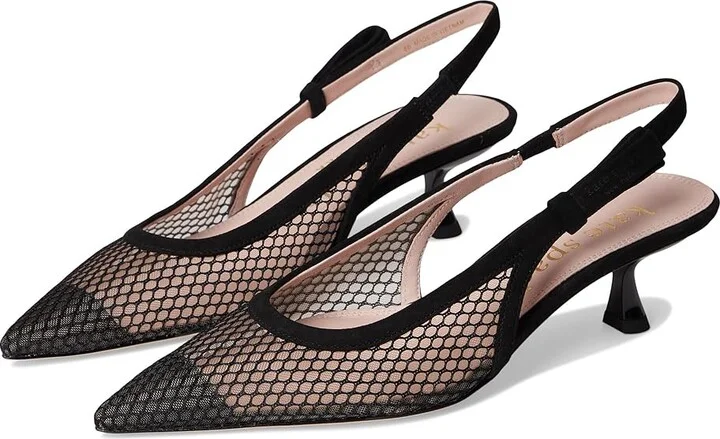 Kate Spade New York Riley Mesh Slingback Kitten Heel Women's Cold Weather Boots Black : 7 M, Leather
