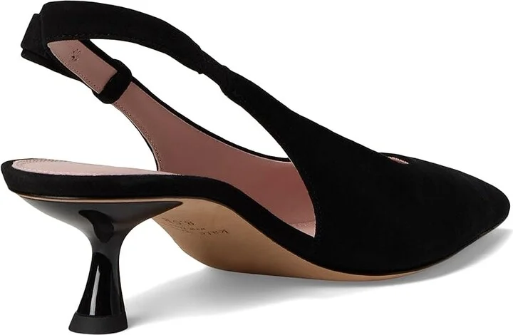 Kate Spade New York Riley Slingback Kitten Heel Women's Shoes Black : 9.5 M, Leather/Suede - Image 4