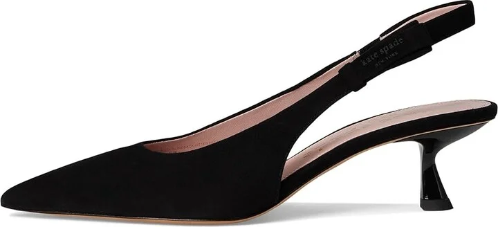 Kate Spade New York Riley Slingback Kitten Heel Women's Shoes Black : 9.5 M, Leather/Suede - Image 6