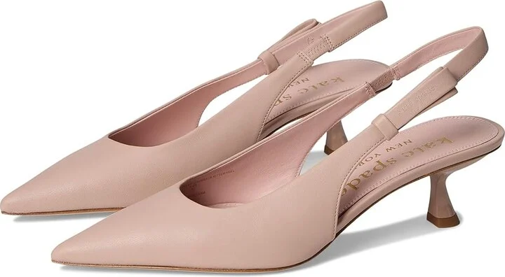 Kate Spade New York Riley Slingback Kitten Heel Women's Shoes Pale Vellum : 8.5 M, Leather/Suede