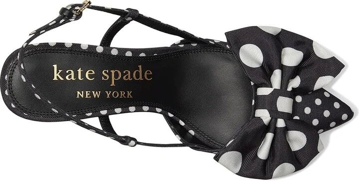 Kate Spade New York Rue Slingback Mid Heel Women's Cold Weather Boots Black/Cream : 6 M, Leather - Image 2