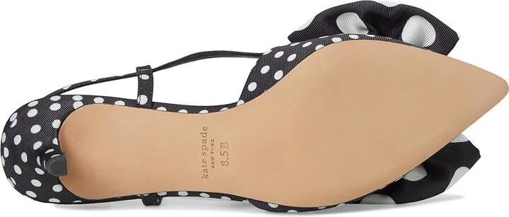 Kate Spade New York Rue Slingback Mid Heel Women's Cold Weather Boots Black/Cream : 6 M, Leather - Image 3
