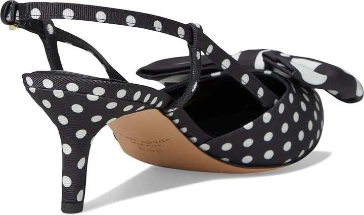 Kate Spade New York Rue Slingback Mid Heel Women's Cold Weather Boots Black/Cream : 6 M, Leather - Image 4