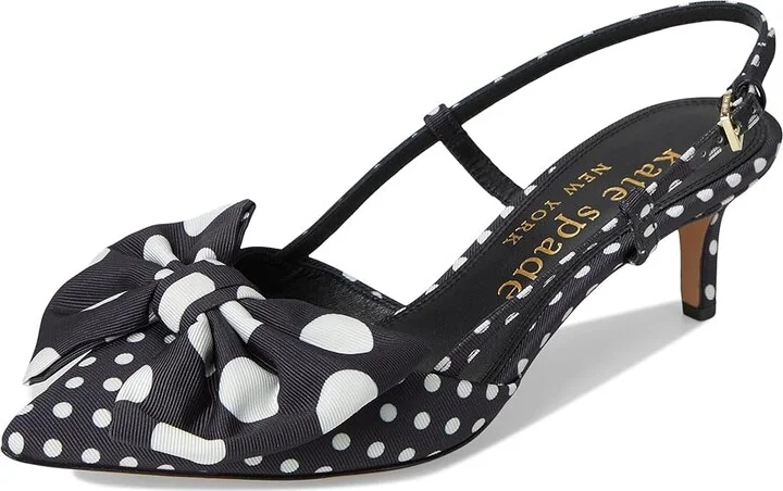 Kate Spade New York Rue Slingback Mid Heel Women's Cold Weather Boots Black/Cream : 6 M, Leather - Image 5