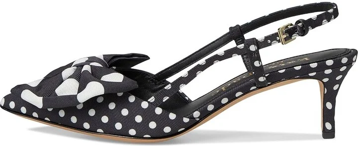 Kate Spade New York Rue Slingback Mid Heel Women's Cold Weather Boots Black/Cream : 6 M, Leather - Image 6