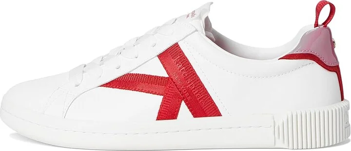 Kate Spade New York Signature Lace Up Sneakers Women's Shoes True Wht/Cherry Rouge : 9.5 M, Leather - Image 6