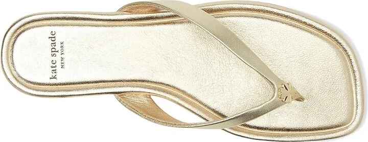 Kate Spade New York Spade Flower Flip Flop Sandal Women's Wedge Shoes Pale Gold : 6 M, Leather - Image 2