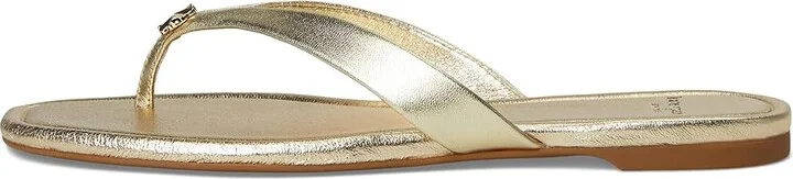 Kate Spade New York Spade Flower Flip Flop Sandal Women's Wedge Shoes Pale Gold : 6 M, Leather - Image 4