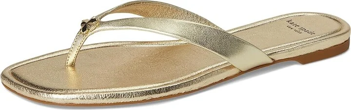 Kate Spade New York Spade Flower Flip Flop Sandal Women's Wedge Shoes Pale Gold : 6 M, Leather - Image 5