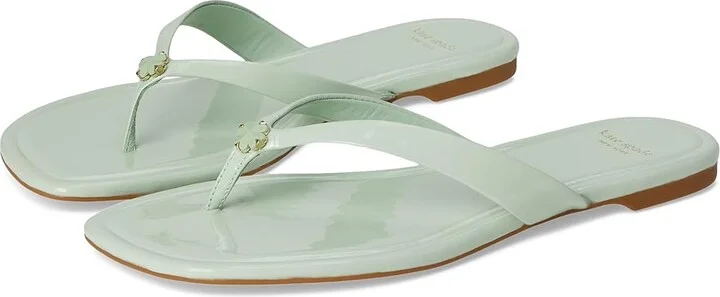 Kate Spade New York Spade Flower Flip Flop Sandal Women's Wedge Shoes Pistachio Ice : 7.5 M, Leather