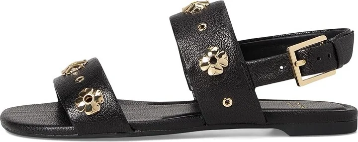 Kate Spade New York Spade Flower Stud Pebbled Leather Flat Sandals Women's Wedge Shoes Black : 6.5 B - Medium - Image 6