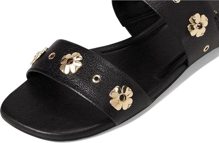 Kate Spade New York Spade Flower Stud Pebbled Leather Flat Sandals Women's Wedge Shoes Black : 6.5 B - Medium - Image 7