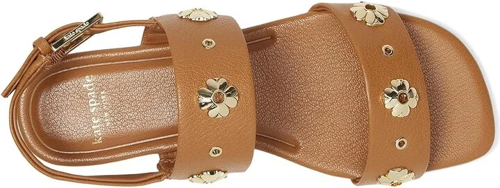 Kate Spade New York Spade Flower Stud Pebbled Leather Flat Sandals Women's Wedge Shoes Saddle : 10 B - Medium - Image 2