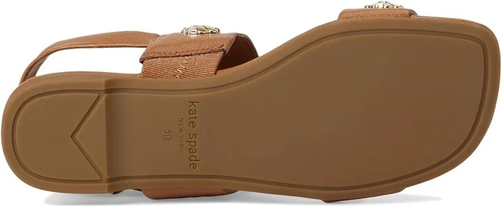 Kate Spade New York Spade Flower Stud Pebbled Leather Flat Sandals Women's Wedge Shoes Saddle : 10 B - Medium - Image 3