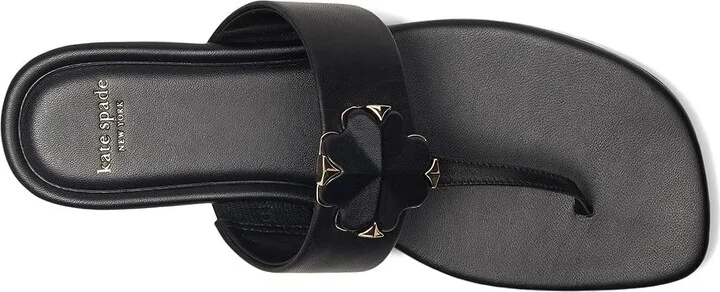 Kate Spade New York Spade Flower Thong Sandal Women's Wedge Shoes Black : 9 M, Leather - Image 2