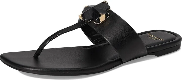 Kate Spade New York Spade Flower Thong Sandal Women's Wedge Shoes Black : 9 M, Leather - Image 5