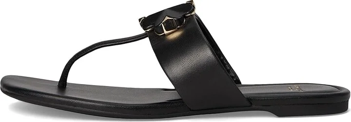 Kate Spade New York Spade Flower Thong Sandal Women's Wedge Shoes Black : 9 M, Leather - Image 6