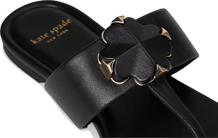 Kate Spade New York Spade Flower Thong Sandal Women's Wedge Shoes Black : 9 M, Leather - Image 7