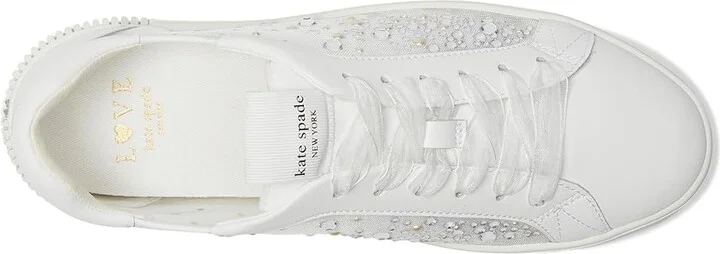 Kate Spade New York Tori Crystals Lace Up Sneakers Women's Cold Weather Boots True White : 7.5 M, Leather - Image 2