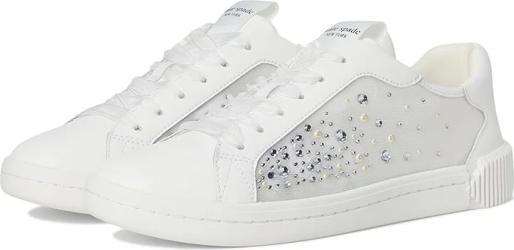 Kate Spade New York Tori Crystals Lace Up Sneakers Women's Cold Weather Boots True White : 7.5 M, Leather