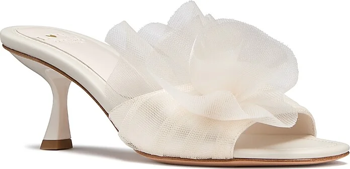 kate spade new york Women's Flourish Ruffled Flower Kitten Heel Sandals