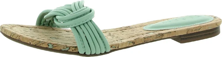 Katelyn Womens Faux Leather Flip Flop Flat Sandals