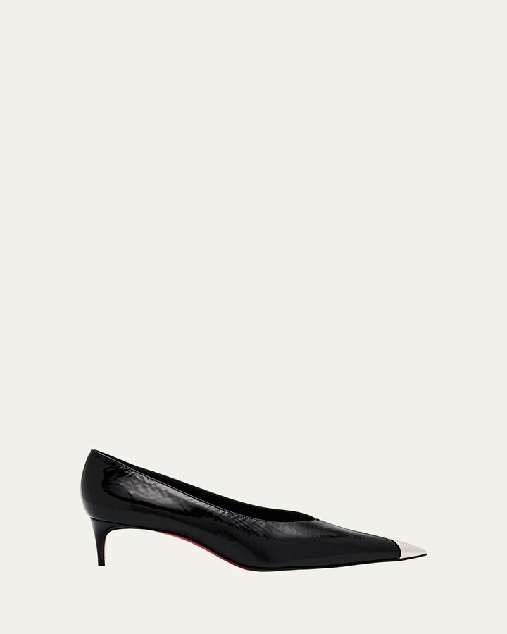 Katissima Metal Cap-Toe Leather Pumps