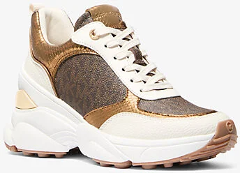 Katrina Signature Logo and Metallic Lizard Embossed Trainer